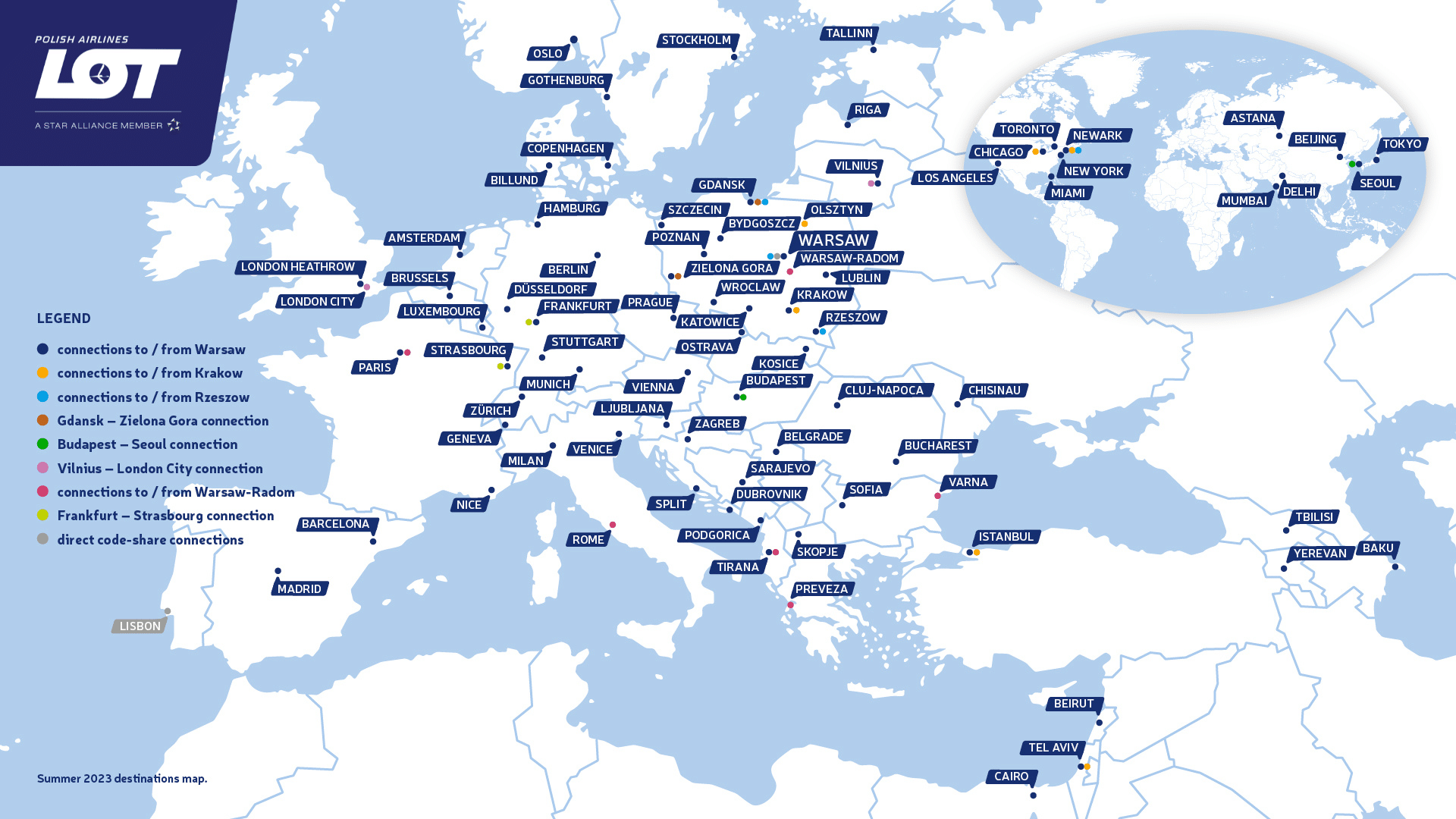LOT International Connections map